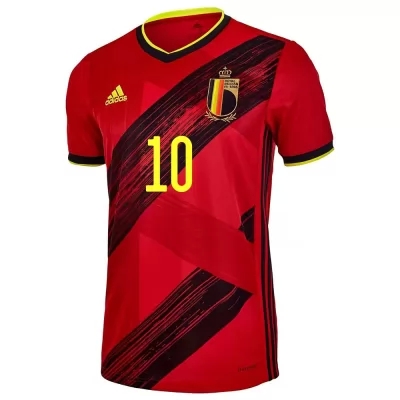 Gyermek Belga labdarúgó-válogatott Eden Hazard #10 Hazai Piros 2021 Mez Póló Ing