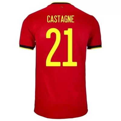 Gyermek Belga labdarúgó-válogatott Timothy Castagne #21 Hazai Piros 2021 Mez Póló Ing