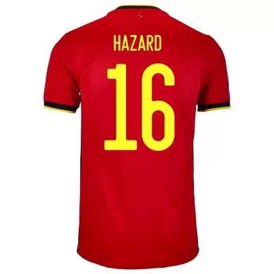 Női Belga labdarúgó-válogatott Thorgan Hazard #16 Hazai Piros 2021 Mez Póló Ing