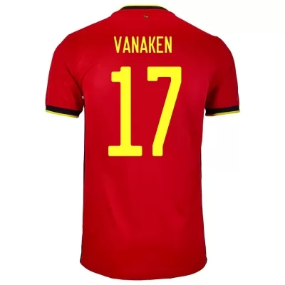 Női Belga labdarúgó-válogatott Hans Vanaken #17 Hazai Piros 2021 Mez Póló Ing
