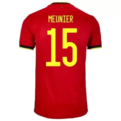 Férfi Belga labdarúgó-válogatott Thomas Meunier #15 Hazai Piros 2021 Mez Póló Ing