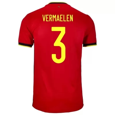 Női Belga labdarúgó-válogatott Thomas Vermaelen #3 Hazai Piros 2021 Mez Póló Ing