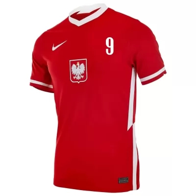 Gyermek Lengyel labdarúgó-válogatott Robert Lewandowski #9 Hazai Piros 2021 Mez Póló Ing