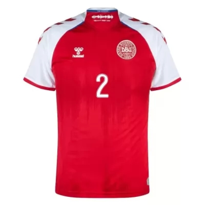 Női Dán labdarúgó-válogatott Joachim Andersen #2 Hazai Piros 2021 Mez Póló Ing