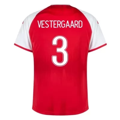 Női Dán labdarúgó-válogatott Jannik Vestergaard #3 Hazai Piros 2021 Mez Póló Ing
