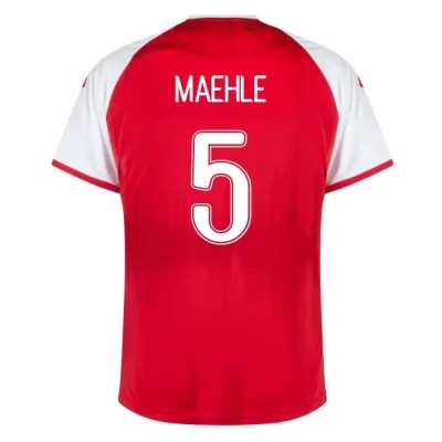 Női Dán labdarúgó-válogatott Joakim Maehle #5 Hazai Piros 2021 Mez Póló Ing
