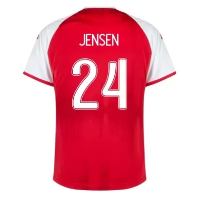 Női Dán labdarúgó-válogatott Mathias Jensen #24 Hazai Piros 2021 Mez Póló Ing