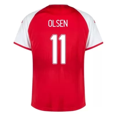Női Dán labdarúgó-válogatott Andreas Skov Olsen #11 Hazai Piros 2021 Mez Póló Ing