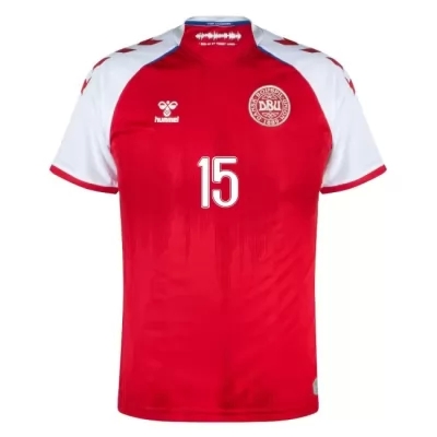 Női Dán labdarúgó-válogatott Christian Norgaard #15 Hazai Piros 2021 Mez Póló Ing