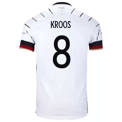 Férfi Német labdarúgó-válogatott Toni Kroos #8 Hazai Fehér 2021 Mez Póló Ing