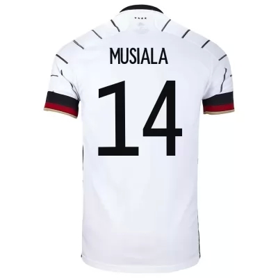 Női Német labdarúgó-válogatott Jamal Musiala #14 Hazai Fehér 2021 Mez Póló Ing