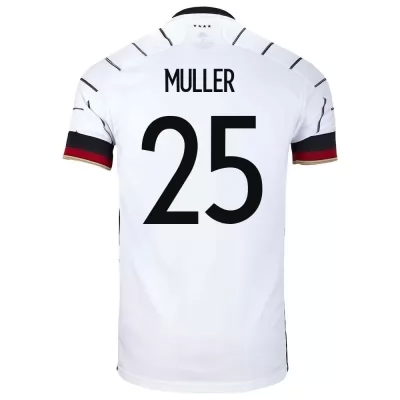 Női Német labdarúgó-válogatott Thomas Muller #25 Hazai Fehér 2021 Mez Póló Ing