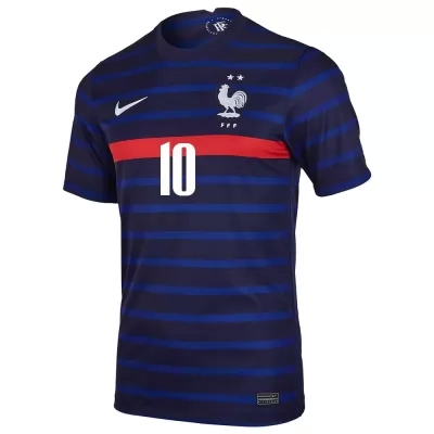 Női Francia labdarúgó-válogatott Kylian Mbappe #10 Hazai Sötétkék 2021 Mez Póló Ing