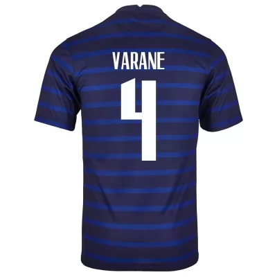 Női Francia labdarúgó-válogatott Raphaël Varane #4 Hazai Sötétkék 2021 Mez Póló Ing