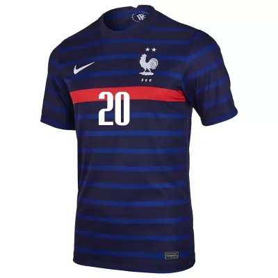Női Francia labdarúgó-válogatott Kingsley Coman #20 Hazai Sötétkék 2021 Mez Póló Ing