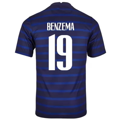Gyermek Francia labdarúgó-válogatott Karim Benzema #19 Hazai Sötétkék 2021 Mez Póló Ing
