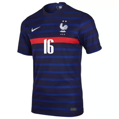 Női Francia labdarúgó-válogatott Steve Mandanda #16 Hazai Sötétkék 2021 Mez Póló Ing