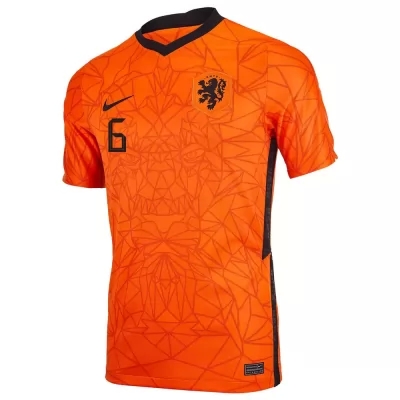 Női Holland labdarúgó-válogatott Stefan de Vrij #6 Hazai Narancs 2021 Mez Póló Ing