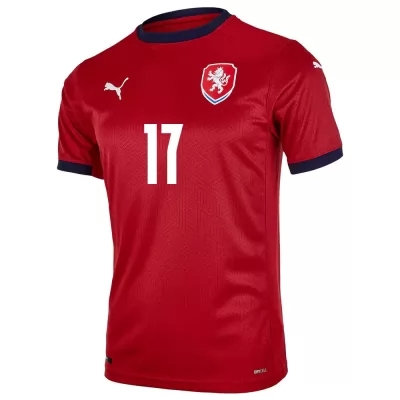 Női Cseh labdarúgó-válogatott David Zima #17 Hazai Piros 2021 Mez Póló Ing