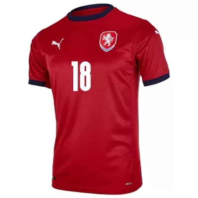 Női Cseh labdarúgó-válogatott Jan Boril #18 Hazai Piros 2021 Mez Póló Ing