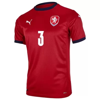 Női Cseh labdarúgó-válogatott Ondrej Celustka #3 Hazai Piros 2021 Mez Póló Ing