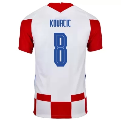 Gyermek Horvát labdarúgó-válogatott Mateo Kovacic #8 Hazai Piros fehér 2021 Mez Póló Ing