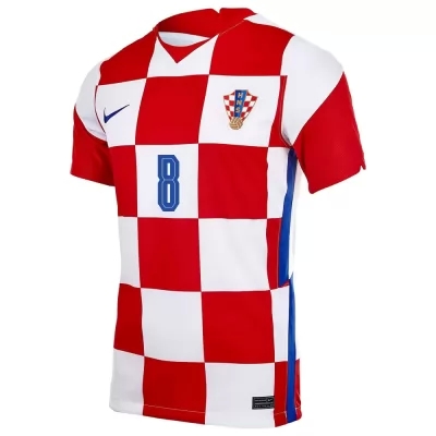 Női Horvát labdarúgó-válogatott Mateo Kovacic #8 Hazai Piros fehér 2021 Mez Póló Ing