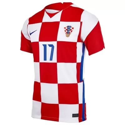 Női Horvát labdarúgó-válogatott Ante Rebic #17 Hazai Piros fehér 2021 Mez Póló Ing