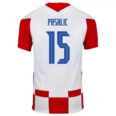 Gyermek Horvát labdarúgó-válogatott Mario Pasalic #15 Hazai Piros fehér 2021 Mez Póló Ing