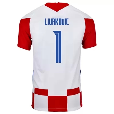 Gyermek Horvát labdarúgó-válogatott Dominik Livakovic #1 Hazai Piros fehér 2021 Mez Póló Ing