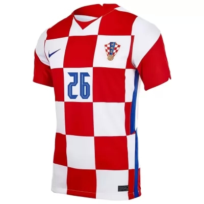 Női Horvát Labdarúgó-válogatott Luka Ivanusec #26 Hazai Piros Fehér 2021 Mez Póló Ing