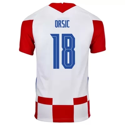 Gyermek Horvát labdarúgó-válogatott Mislav Orsic #18 Hazai Piros fehér 2021 Mez Póló Ing