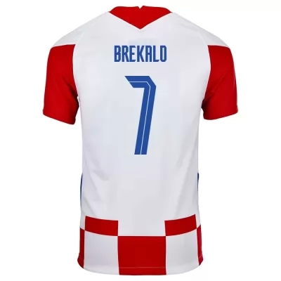 Gyermek Horvát labdarúgó-válogatott Josip Brekalo #7 Hazai Piros fehér 2021 Mez Póló Ing
