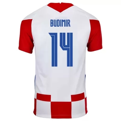 Férfi Horvát labdarúgó-válogatott Ante Budimir #14 Hazai Piros fehér 2021 Mez Póló Ing