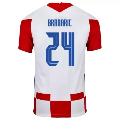 Férfi Horvát labdarúgó-válogatott Domagoj Bradaric #24 Hazai Piros fehér 2021 Mez Póló Ing