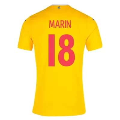 Női Román labdarúgó-válogatott Razvan Marin #18 Hazai Sárga 2021 Mez Póló Ing