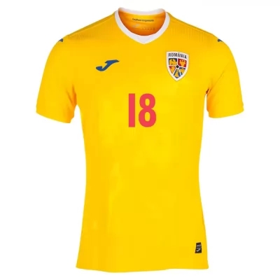 Női Román labdarúgó-válogatott Razvan Marin #18 Hazai Sárga 2021 Mez Póló Ing