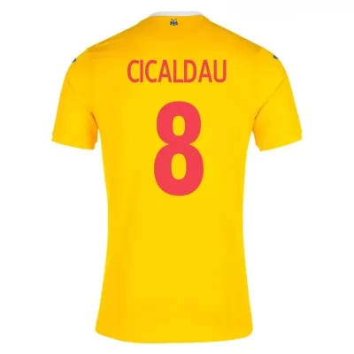 Női Román labdarúgó-válogatott Alexandru Cicaldau #8 Hazai Sárga 2021 Mez Póló Ing