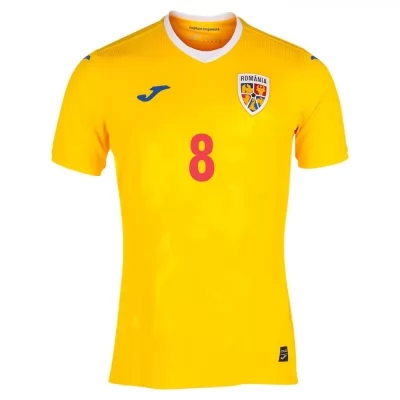 Női Román labdarúgó-válogatott Alexandru Cicaldau #8 Hazai Sárga 2021 Mez Póló Ing