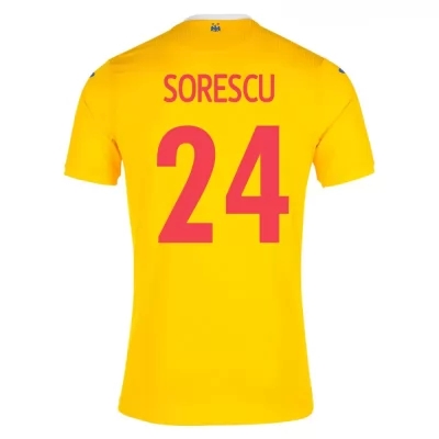Női Román labdarúgó-válogatott Deian Sorescu #24 Hazai Sárga 2021 Mez Póló Ing
