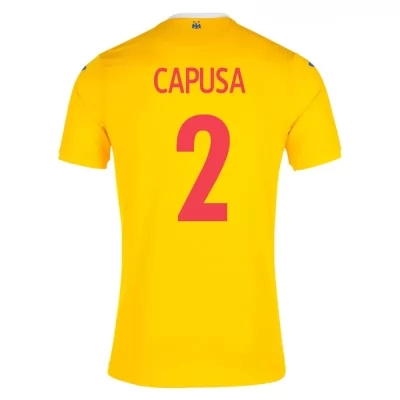 Női Román labdarúgó-válogatott Tiberiu Capusa #2 Hazai Sárga 2021 Mez Póló Ing
