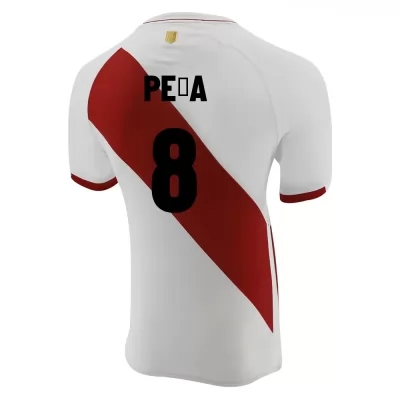 Gyermek Perui Labdarúgó-válogatott Sergio Peña #8 Hazai Fehér 2021 Mez Póló Ing