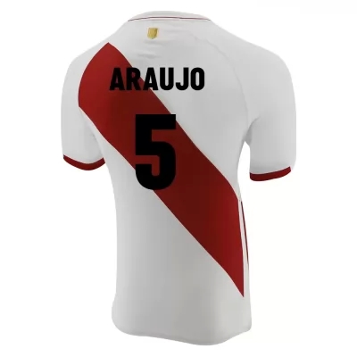 Női Perui labdarúgó-válogatott Miguel Araujo #5 Hazai Fehér 2021 Mez Póló Ing