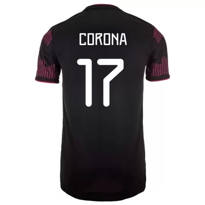 Férfi Mexikói labdarúgó-válogatott Jesus Corona #17 Hazai Vörös rózsa 2021 Mez Póló Ing