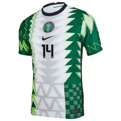 Női Nigériai labdarúgó-válogatott Kelechi Iheanacho #14 Hazai Zöld Fehér 2021 Mez Póló Ing