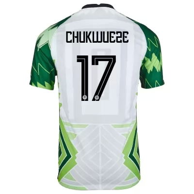 Férfi Nigériai labdarúgó-válogatott Samuel Chukwueze #17 Hazai Zöld Fehér 2021 Mez Póló Ing