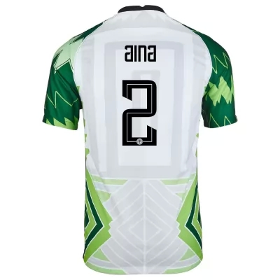 Női Nigériai labdarúgó-válogatott Ola Aina #2 Hazai Zöld Fehér 2021 Mez Póló Ing