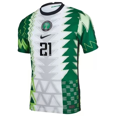 Női Nigériai labdarúgó-válogatott Tyronne Ebuehi #21 Hazai Zöld Fehér 2021 Mez Póló Ing