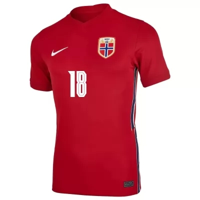 Női Norvég labdarúgó-válogatott Fredrik Midtsjo #18 Hazai Piros 2021 Mez Póló Ing