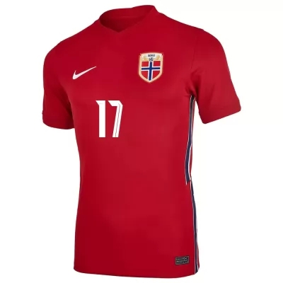 Női Norvég labdarúgó-válogatott Kristian Thorstvedt #17 Hazai Piros 2021 Mez Póló Ing